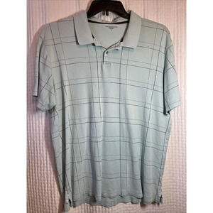 Tasso Elba Polo Shirt Mens Large Light Blue Short Sleeve Cotton Soft E3